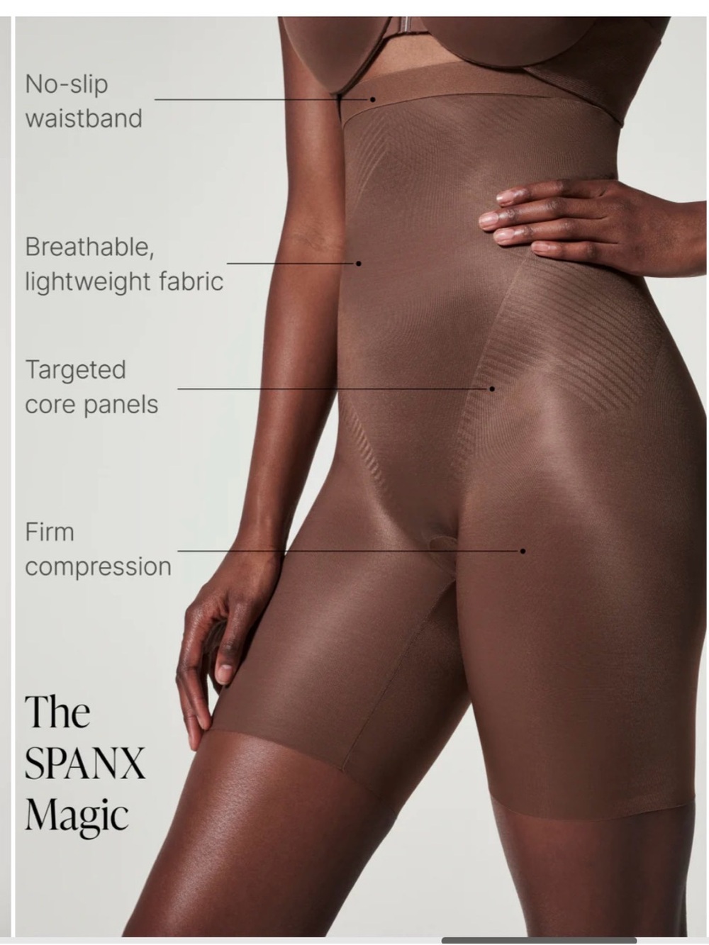 SPANX Invisible Shaping High-Waist Mid-Thigh Short - Chestnut Brown Size Medium